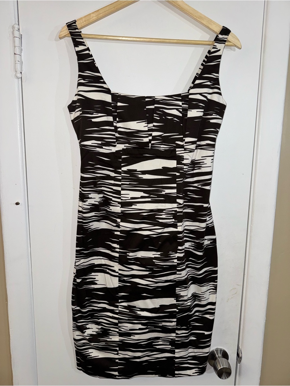 Calvin Klein Black and White Sleeveless Bodycon Dress